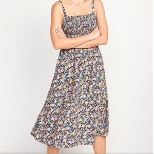 Smocked Fit & Flare Cami Midi Dress for Women